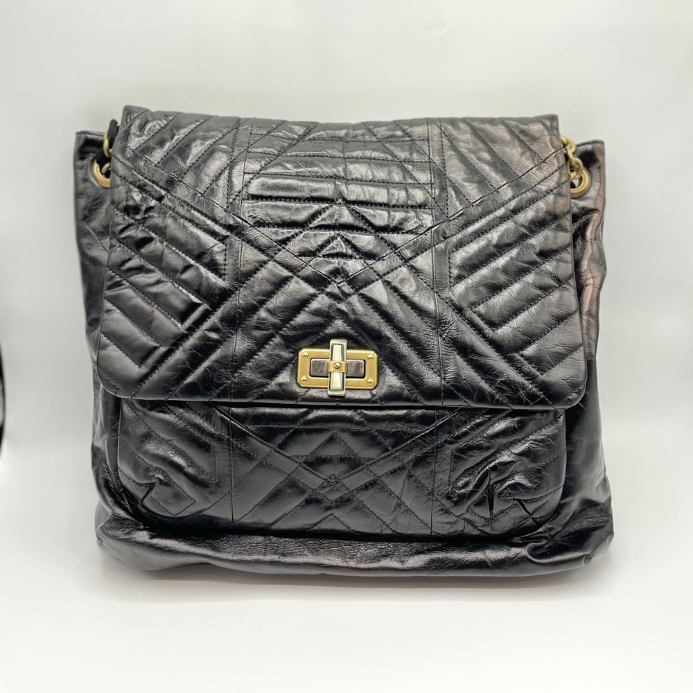 Lanvin Black Quilted Leather Happy Shoulder Bag